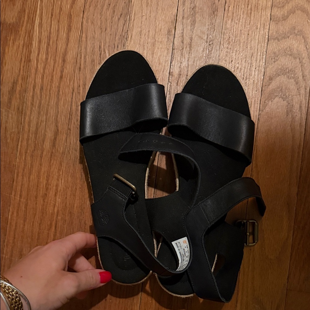 Timberland Black Leather Sandals
